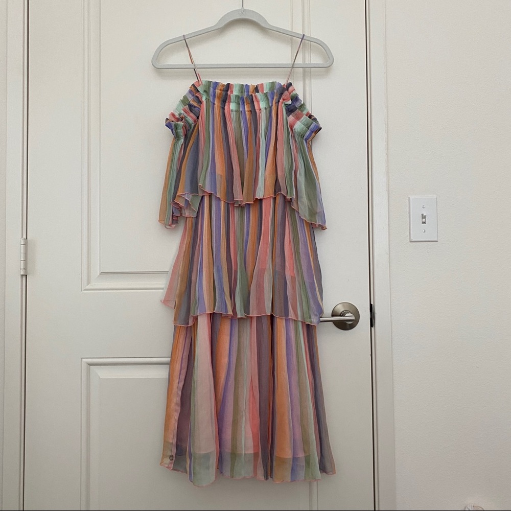 scotch and soda rainbow midi dress